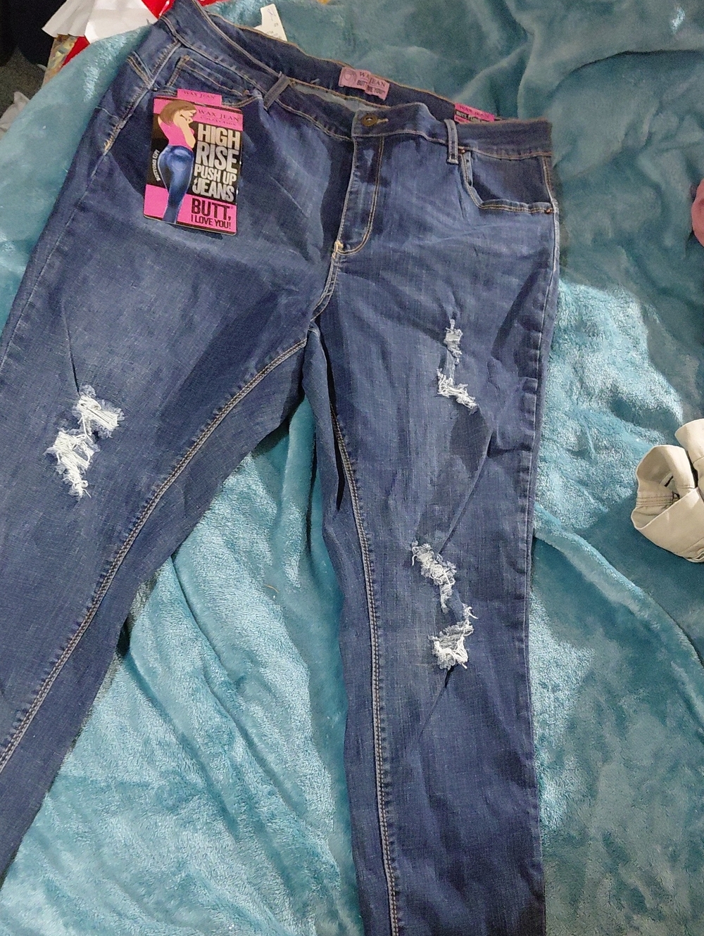 Wax Jean High-Rise Distressed Dark Blue Women's Jeans